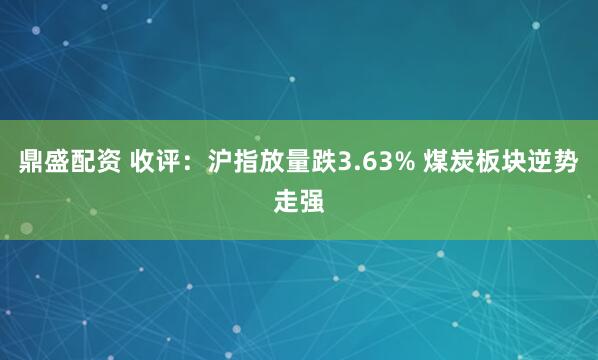 鼎盛配资 收评：沪指放量跌3.63% 煤炭板块逆势走强